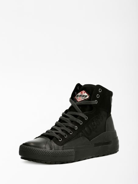 Adidași înalți Din Piele Naturală Ederle Guess Negru