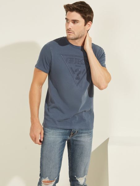 Tricou Guess Logo Triunghi Albastru
