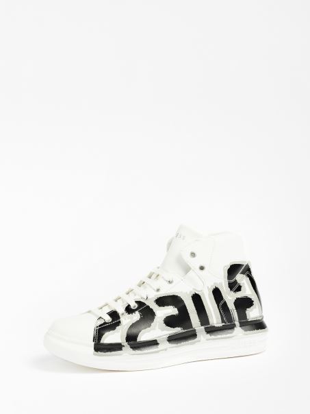 Adidași înalți Cu Logo Guess Vibo Alb