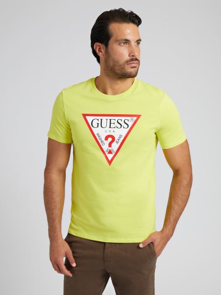 Tricou Galben Cu Logo Guess Triangle