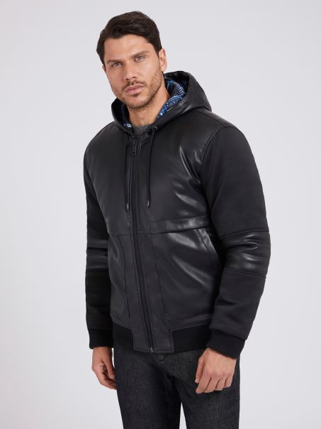 Bomber Din Piele Artificială Cu Logo Guess înapoi