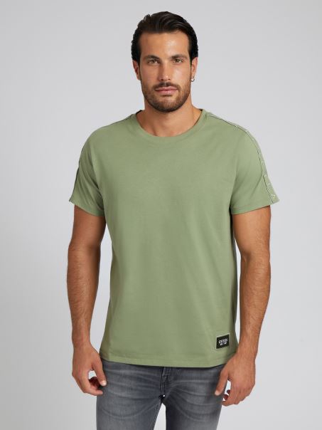 Tricou Cu Bandă Cu Logo Verde Guess