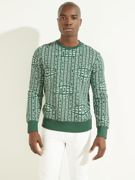 Hanorac Cu Imprimeu Peste Tot Guess Verde Multi