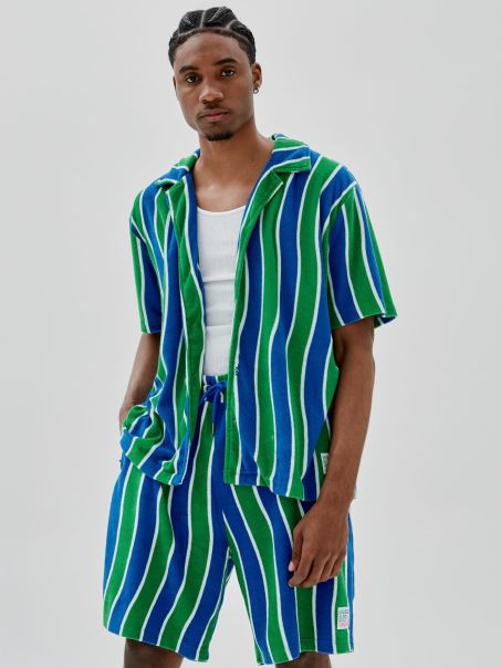 Cămașă Verde Cu Mai Multe Dungi Guess