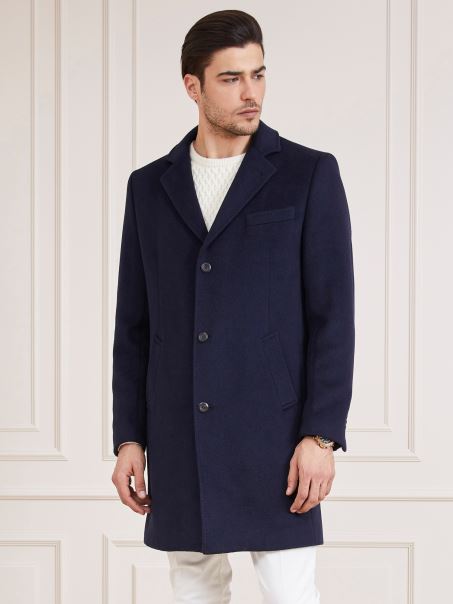 Palton Marciano Din Amestec De Lana Guess Blue