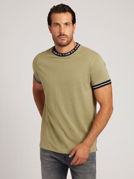 Tricou Cu Bandă Logo Verde Guess