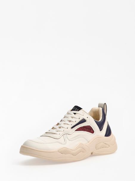 Pantofi De Alergat Bassano Din Piele Albă Guess