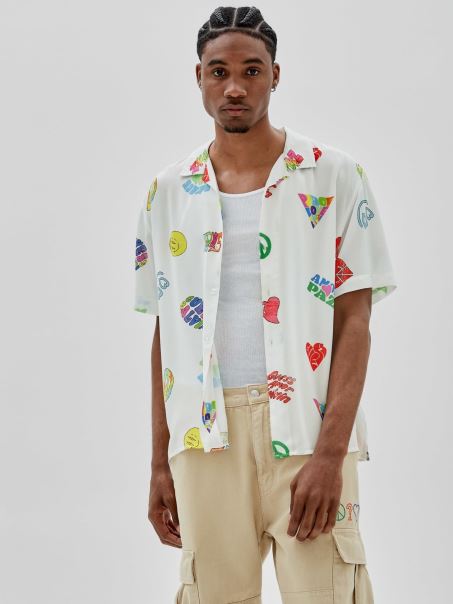 Cămașă Albă Cu Imprimeu Guess Peste Tot