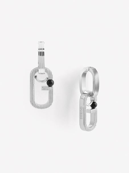 Argintiu Guess G-stripes-single-cercel