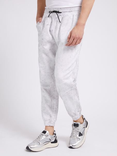 Pantalon De Jogger Cu Aspect Uzat Alb Guess