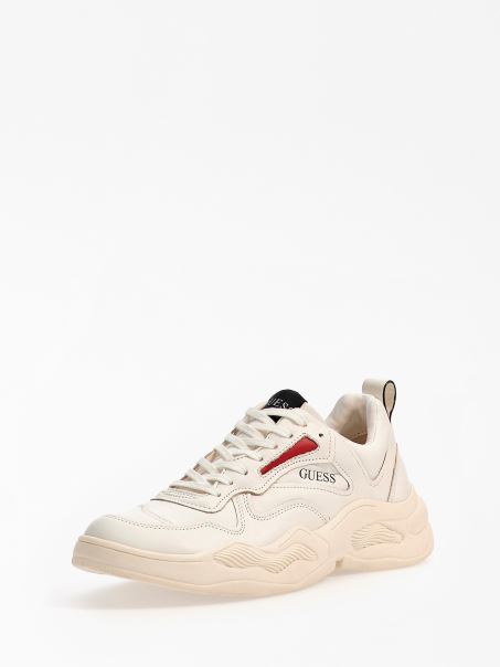 Pantofi De Alergat Bassano Din Piele Guess White