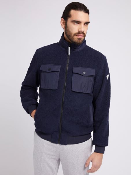 Jachetă Sherpa Guess Blue