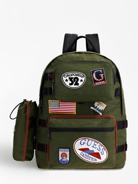 Rucsac Verde Cu Plasture Nailon Guess Verve
