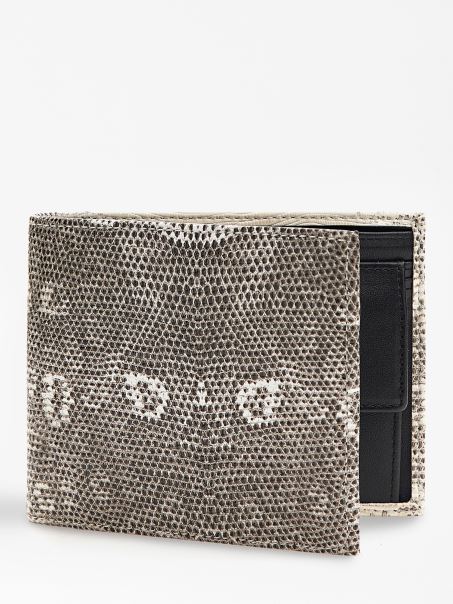 Portofel De Seara Cu Imprimeu Piton Alb Guess