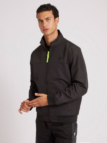 Jachetă Bomber Neagră Guess Cu Fermoar