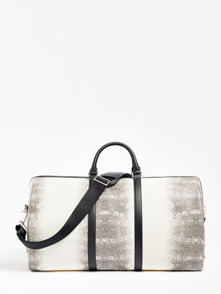 Geantă De Weekend De Seară Guess Cu Imprimeu Piton Alb