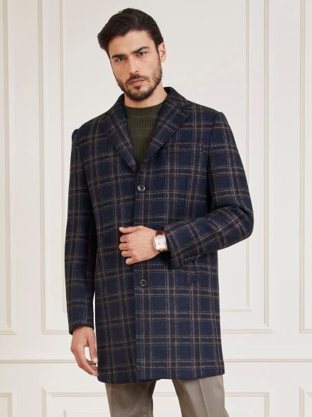 Guess Palton Marciano Amestec De Lana Albastru Multi