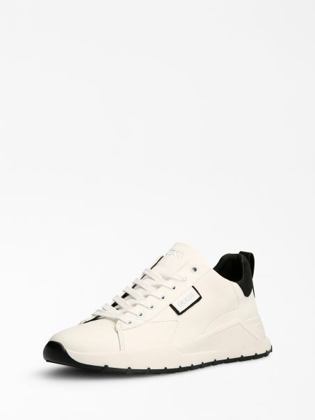 Pantof De Alergare Alb Guess Lucca Din Amestec De Piele