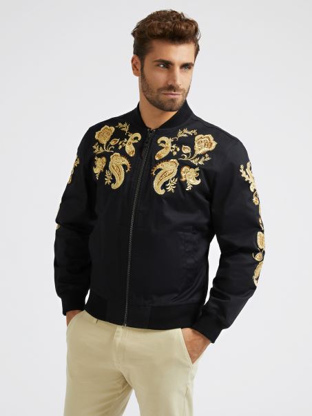 Bomber Brodat Negru Guess