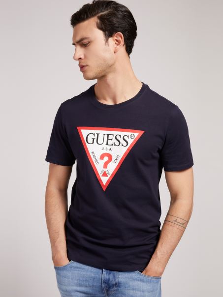 Tricou Cu Logo Guess Triunghi Albastru