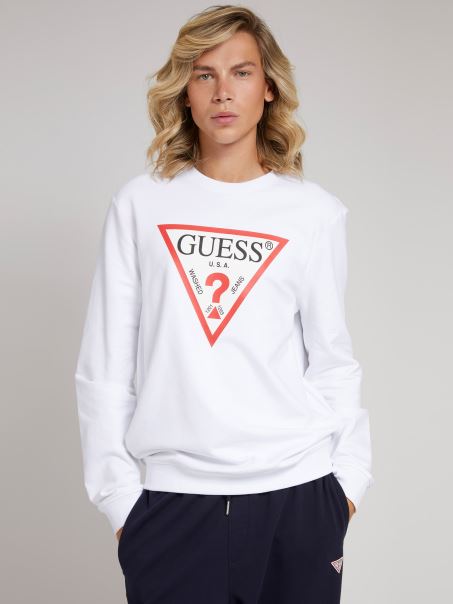 Hanorac Alb Cu Logo Guess Triangle