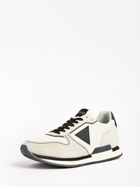 Pantof De Alergare Guess Potenza Cu Inserție Din Piele Intoarsa Gri Multi