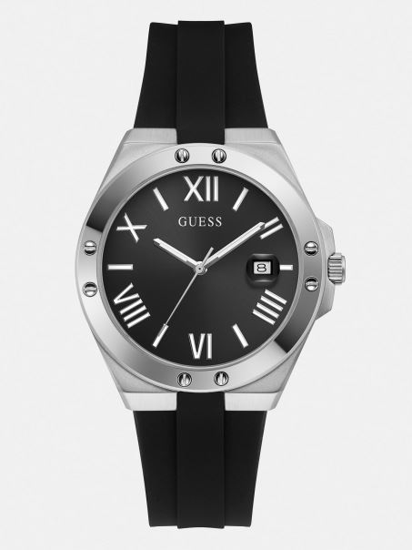 Ceas Calendar Silicon Negru Guess