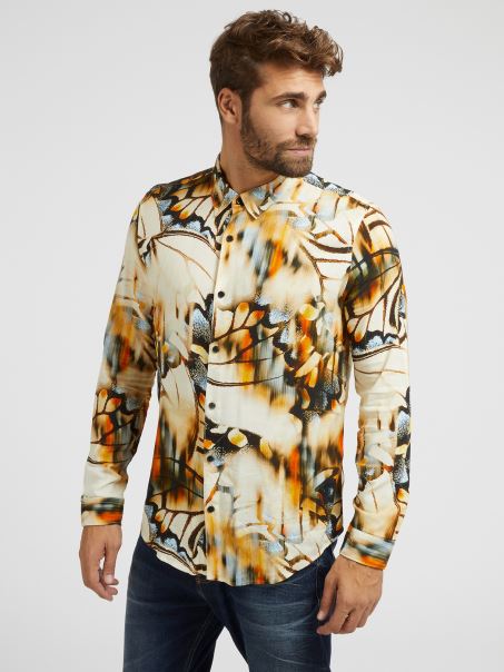 Camasa Cu Imprimeu Fluturi Guess Model Multicolor