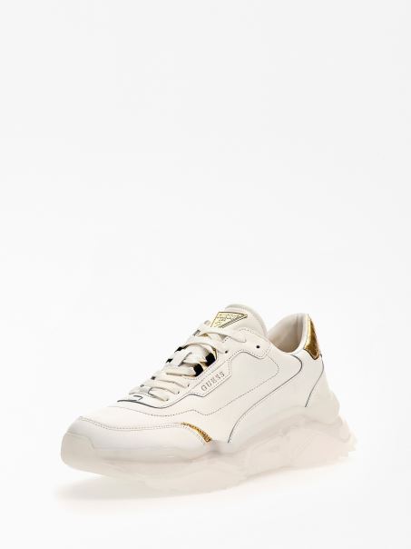 Pantofi De Alergat Masa Din Piele Naturala Aurii Guess