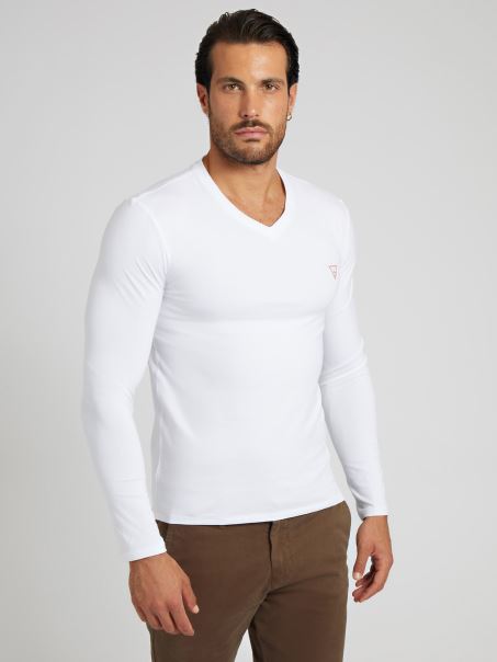 Tricou Alb Cu Mâneci Lungi Guess