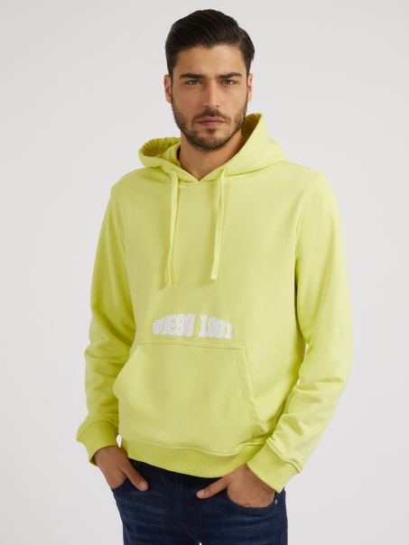 Hanorac Verde Cu Imprimeu Guess Față și Spate