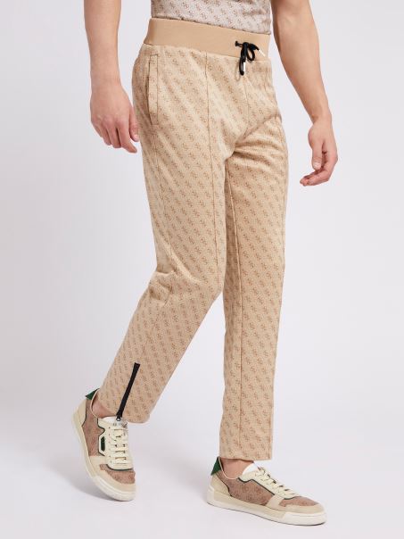 Pantaloni De Jogger Cu Logo Bej Peste Tot Guess