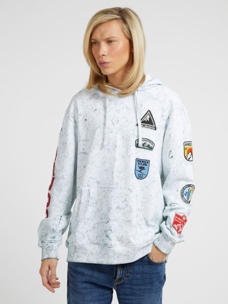 Hanorac Alb Cu Mai Multe Petice Brodate Guess