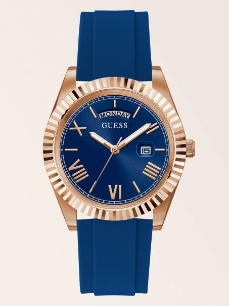 Ceas Calendar Din Oțel Alb Guess