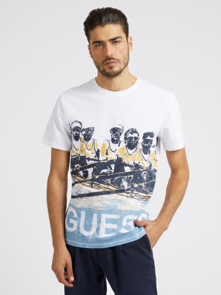 Tricou Alb Cu Imprimeu Macro Guess