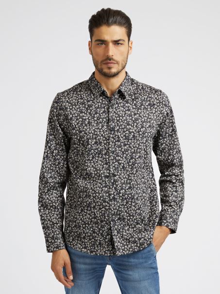 Cămașă Mini Cu Imprimeu Floral Guess Negru