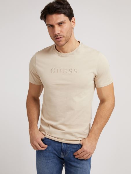 Tricou Cu Logo Ton Pe Ton Guess Bej
