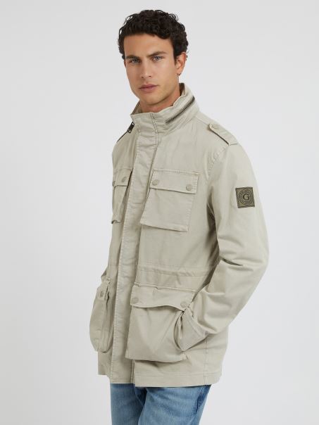 Geaca Guess Bej Cu Buzunare Plasate