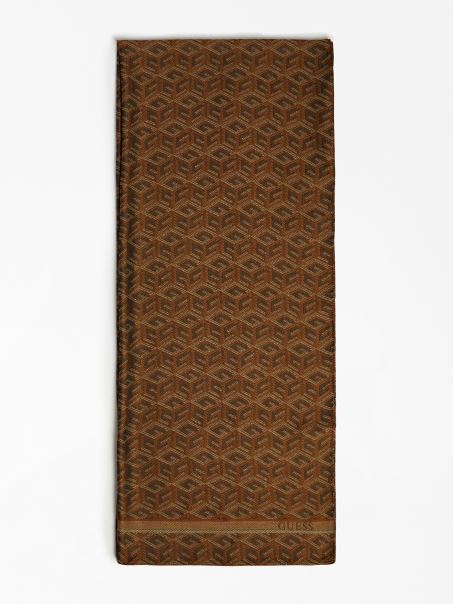 Eșarfă Neagră Cu Logo Guess Ederlo G Cube