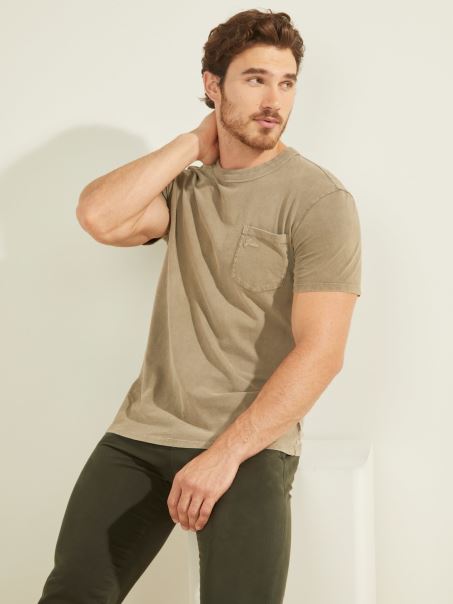 Tricou Buzunar Frontal Verde Guess