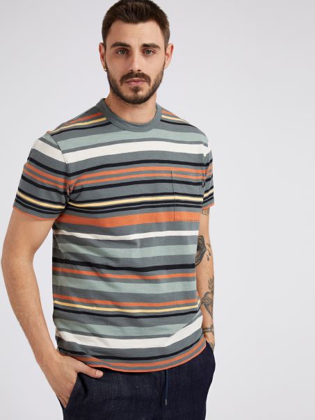 Tricou Cu Dungi Nuante De Portocaliu Guess
