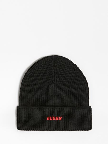 Pălărie Neagră Cu Logo Brodat Guess