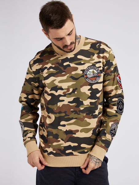 Guess Hanorac Imprimeu Camuflaj Camuflaj