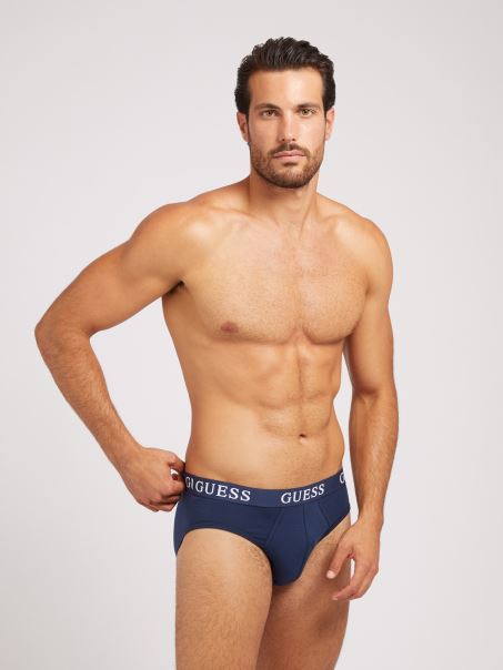 Guess Pack 3 Slip Albastru Cu Logo