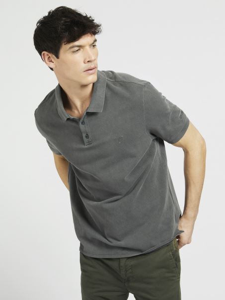 Guess Broderie Garment Dye Polo Negru