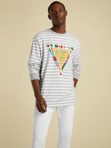 Tricou Cu Logo Steag Guess Gri Multi