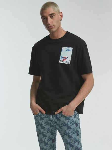 Guess Plasat Tricou Imprimat Negru Nou Trend