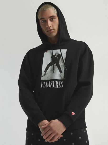 Hanorac Cu Imprimeu Plasat Guess Negru