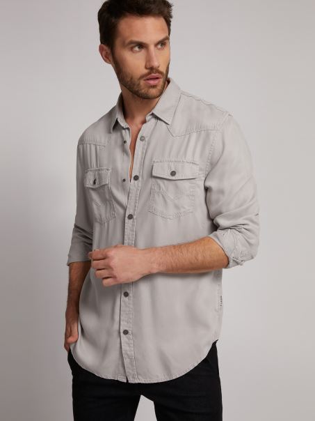 Guess Cămașă Gri Subțire