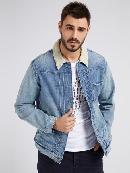 Jachetă Denim Relaxed Fit Guess Albastră